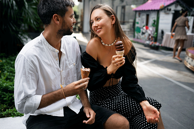 woman laughing in conversation