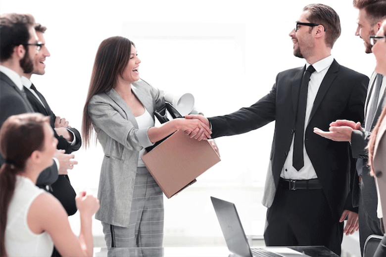 woman meeting her new colleagues