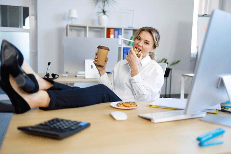 lady taking a coffee break