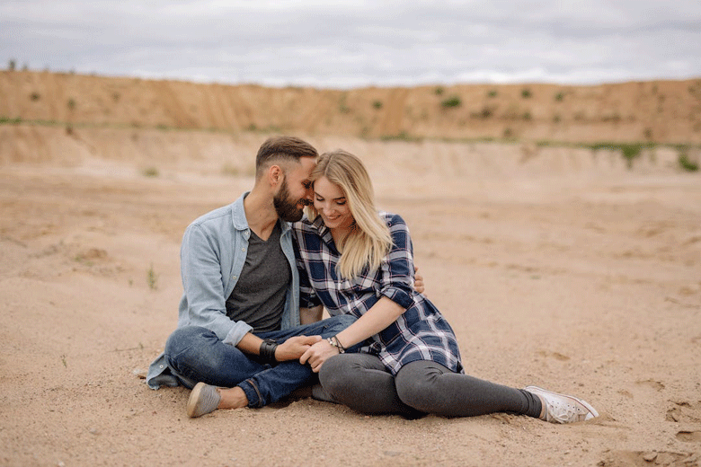 A couple having a fun outing