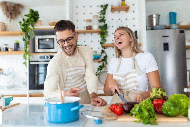 A couple happy at their home 